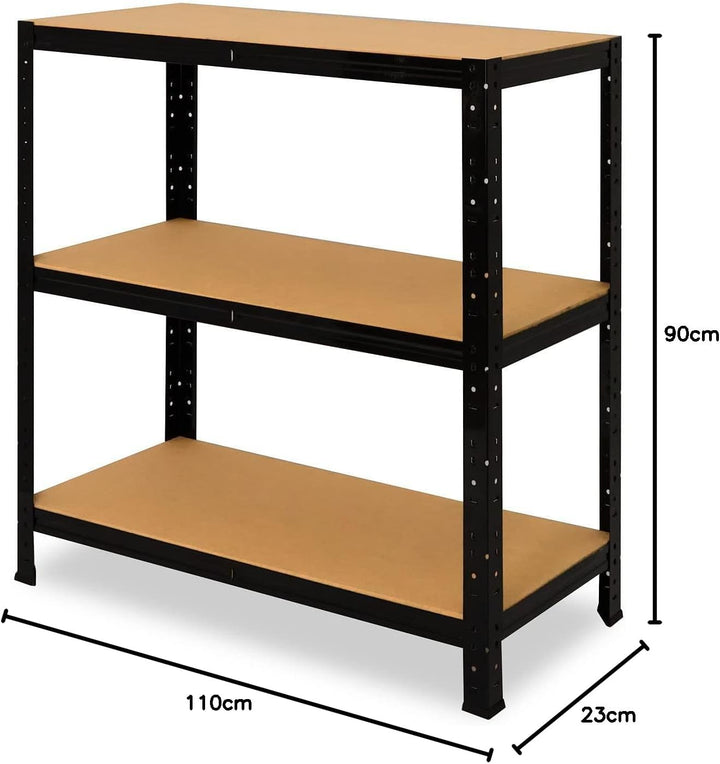 shelfplaza® 90x110x23cm Black Schwerlastregal schwarz/Metallregal schwarz 3 Böden à 175kg Tragkraft/