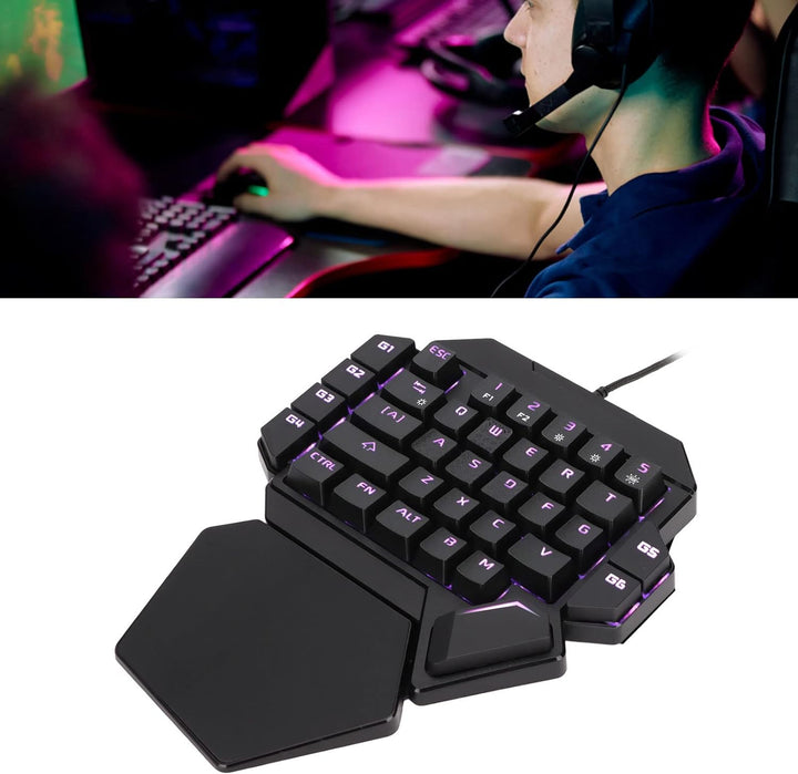 ciciglow Einhand-Gaming-Tastatur, K50 Wired RGB Backlit Mechanical Half Keyboard 35 Keys Portable Ga