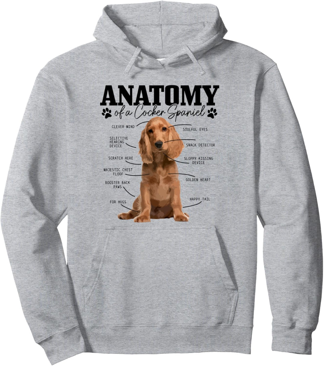 Cocker Spaniel Anatomie Lustig Niedlich Hund Cocker Spaniel Mama Papa Pullover Hoodie