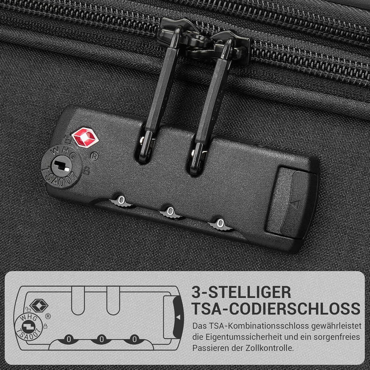 British Traveller Handgepäck Koffer Stoff, 41 Liter-Leichter Weichgepäckkoffer mit separatem Laptop-
