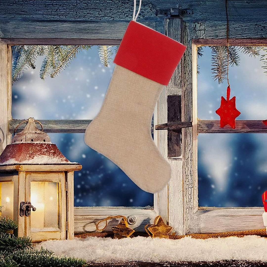 JiJiRuDU Sackleinen Weihnachtsstrumpf Weihnachten Socken Sackleinen Geshenkbeutel Weihnachtsdekorati
