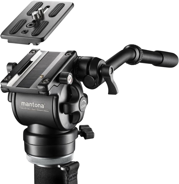 Mantona 19879 Video-Einbein-Stativ Dolomit Mono mit Video Neiger für stabilisiertes Filmen
