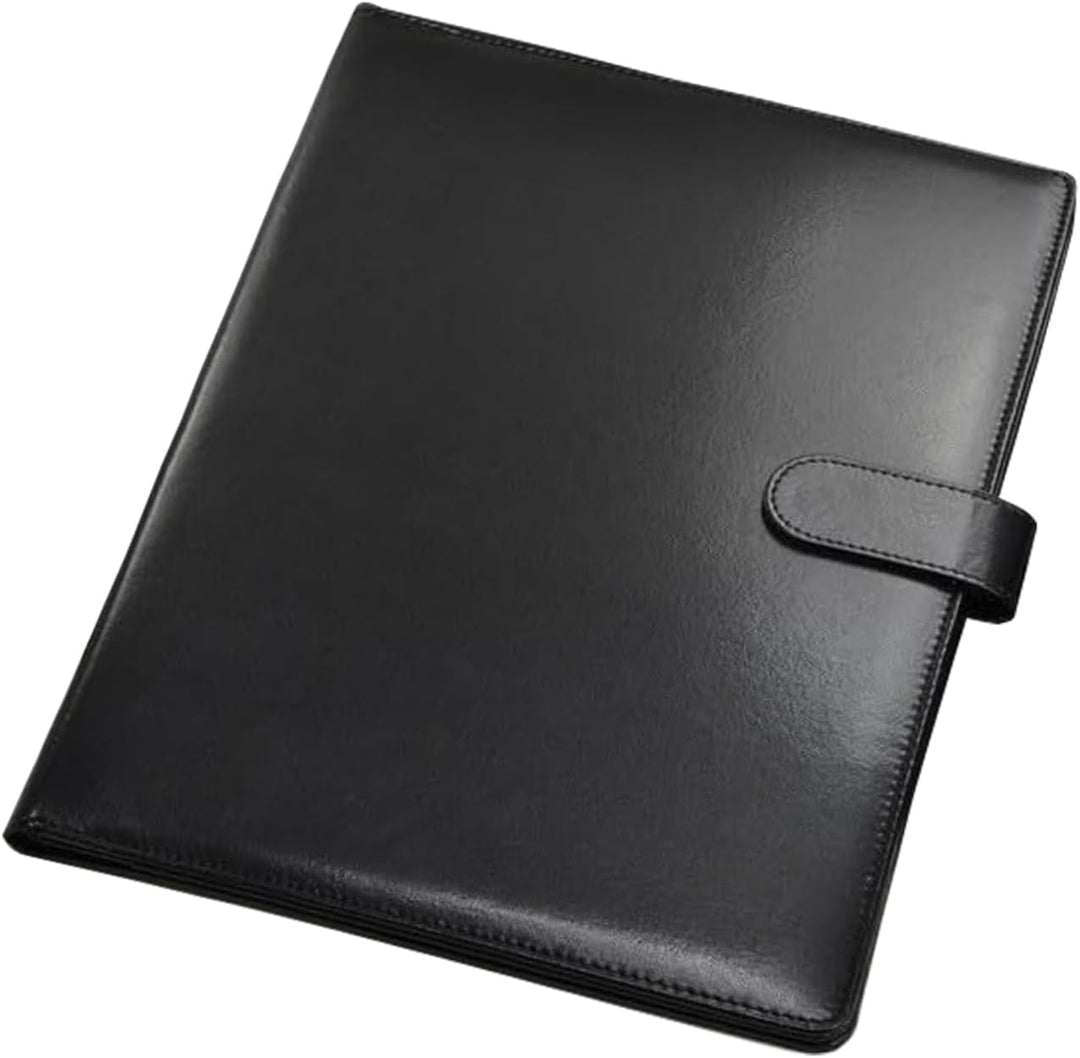 Schreibmappe A4, PU-Leder Klemmbrett mit Deckel, A4 - Ordner Konferenzmappe für Schule, Büro (Schwar
