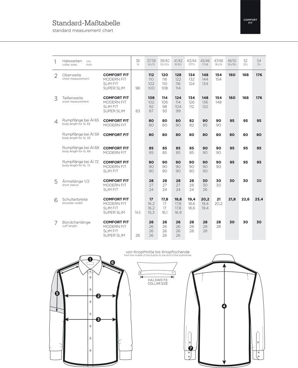 eterna Herren Langarm Business Hemd Comfort Fit Fil à Fil Basic-Kent-Kragen Unifarben 3072.E18E (Mit