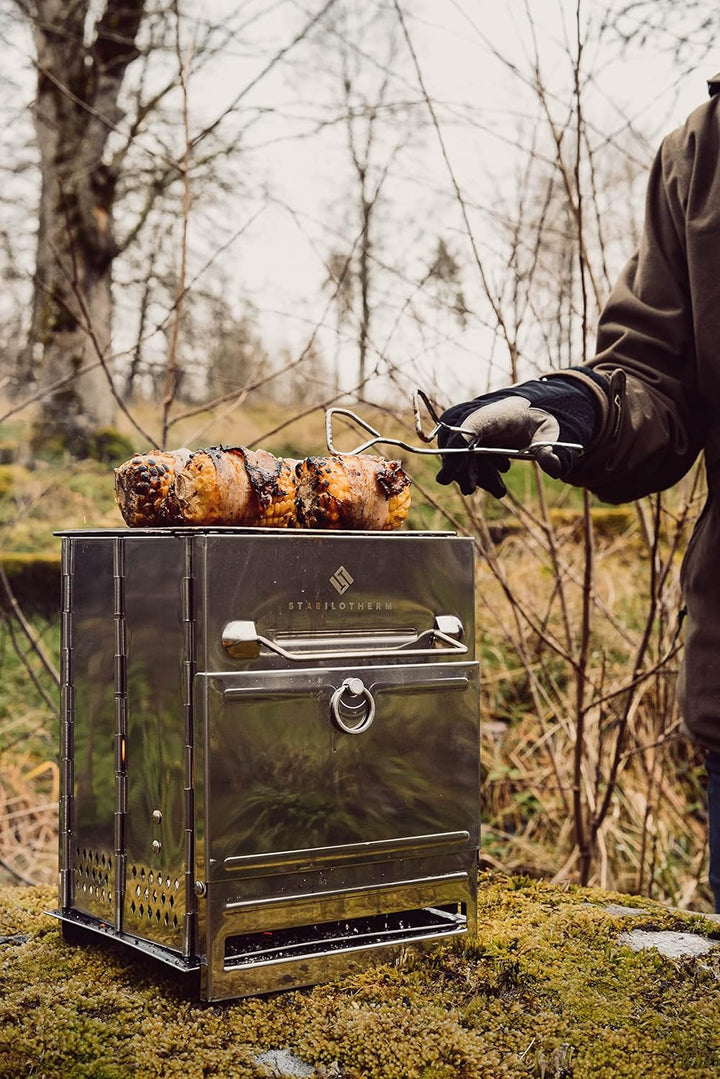 STABILOTHERM Edelstahl Holzkohle-Grill Camping Outddor faltbar | mobiler Grill Camping-Grill Outdoor