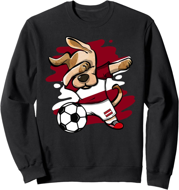 Dabbing Hund Lettland Fussball Mannschaft - Lettische Flagge Sweatshirt