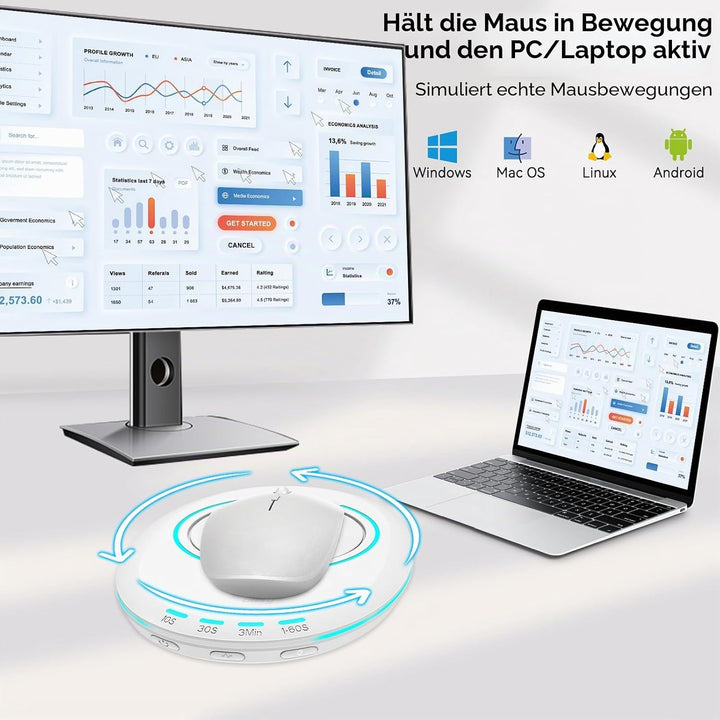 Ultra Dünner Maus Jiggler Nicht Nachweisbar,Mouse Mover mit Einstellbarem Intervall,Treiberfreier Ma
