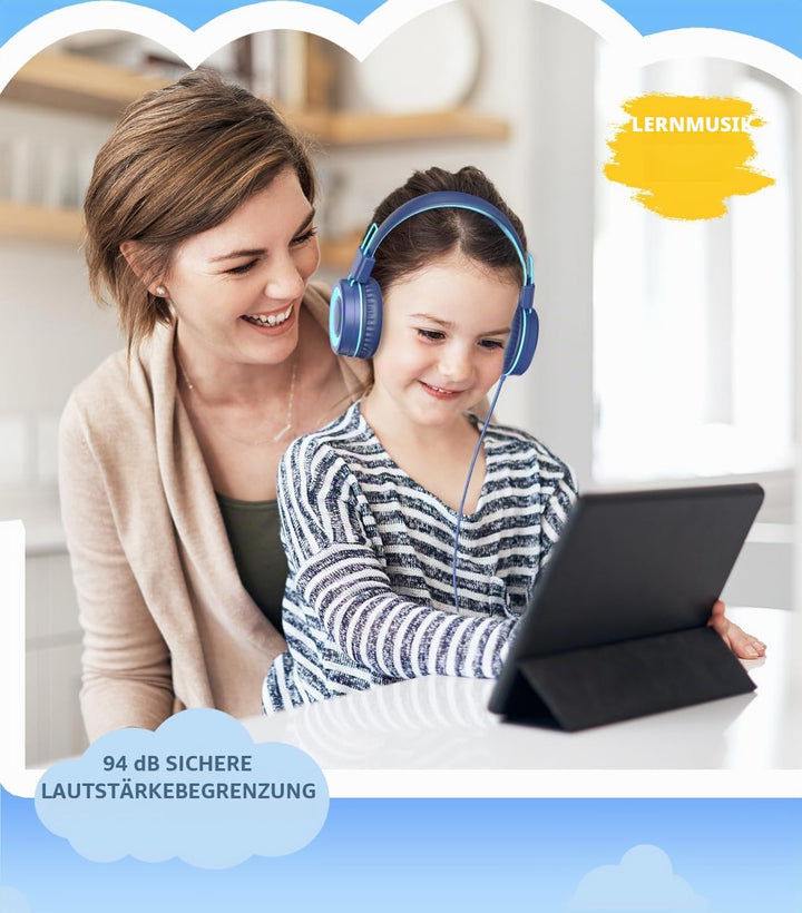 Upgrade USB Typ C Kinder Kopfhörer für die Schule, 94 dB sichere Lautstärke begrenzt, HD-Stereo-Soun