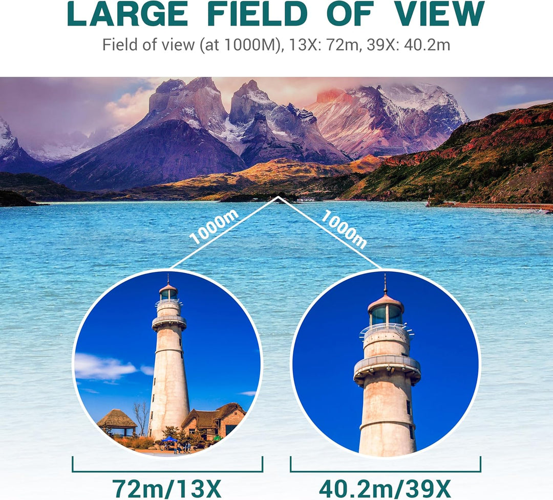 ESSLNB Zoom-Ferngläser 13-39x70 für Sternbeobachtung, mit Smartphone-Adapter, Stativadapter & Aufbew