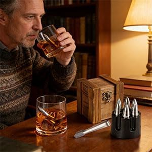 YUEMING Whiskey Steine Set Geschenke für Männer, Whisky-Geschenkset Whiskey Edelstahl Eiswürfel kann