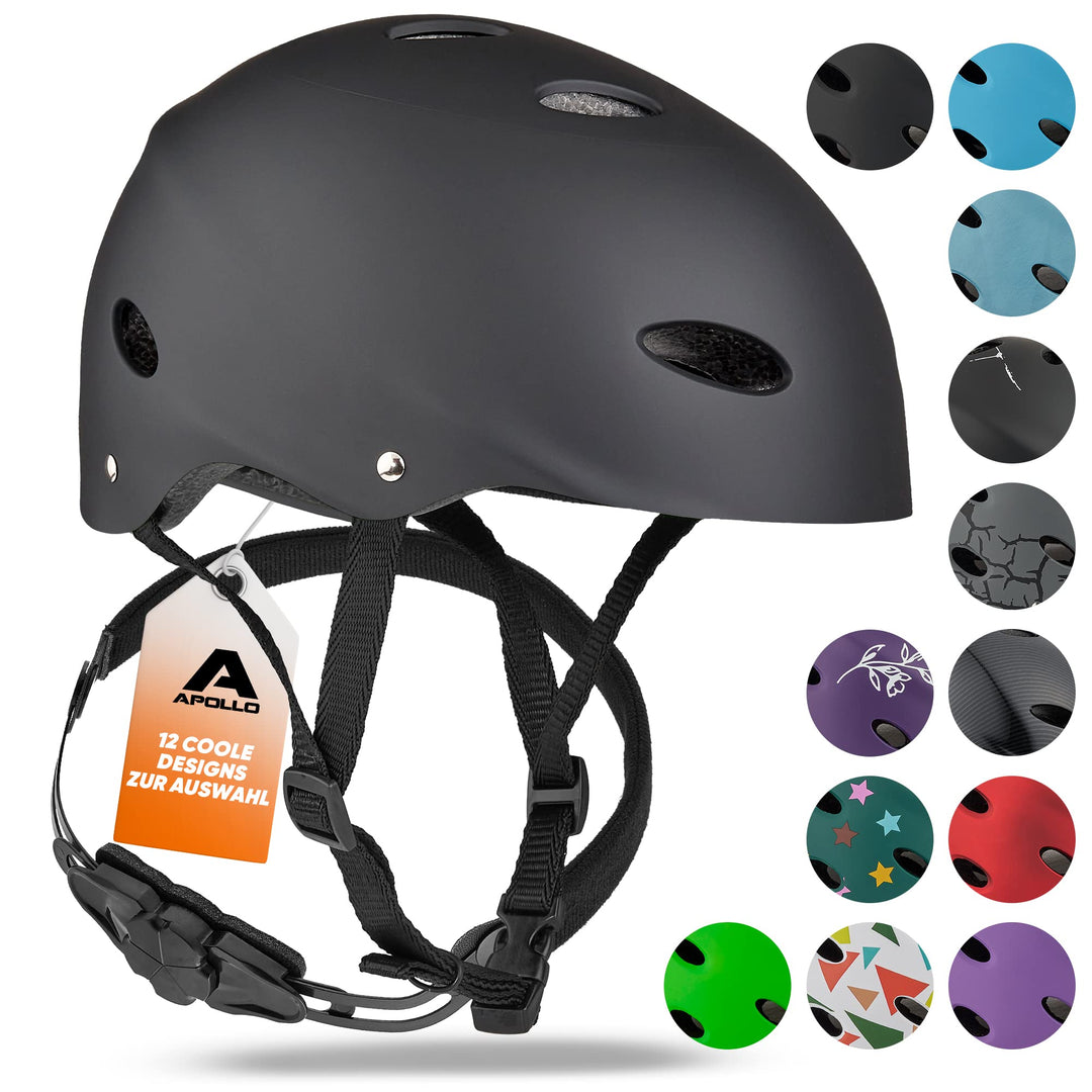 Apollo Skate-Helm/Kinder-Helm - Verstellbarer Skateboard, Scooter, BMX-Helm, mit Drehrad-Anpassung g