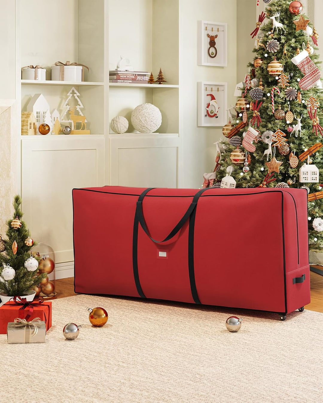 SONGMICS Aufbewahrungstasche für Weihnachtsbaum, Tragetasche auf Rollen, für Bäume bis zu 274 cm, fü