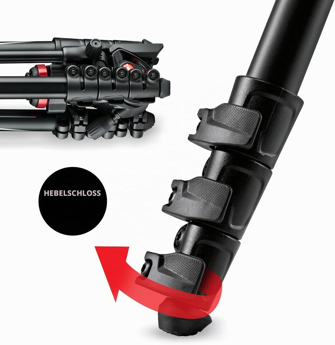 Manfrotto Befree Live, Reise-Videostativ mit Videokopf und Hebelverschluss, Aluminiumstativ für DSLR