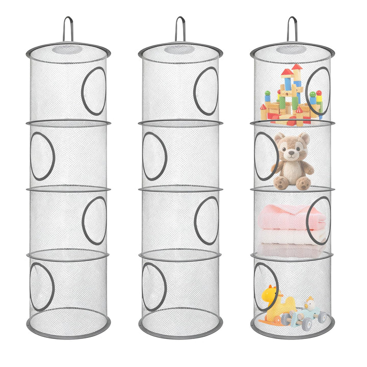 3pcs Faltbare Hängeaufbewahrung Organizer 4 Stufe Hängende Netz Aufbewahrung Kuscheltier Hängender S