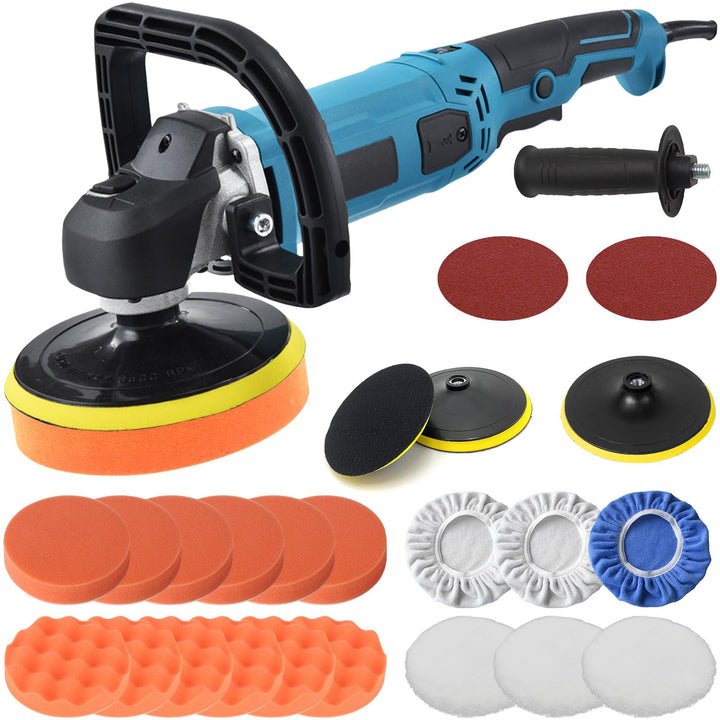Auto Poliermaschine Schleifmaschine – 1600W Auto Polierer mit 6 variable Geschwindigkeiten (500-3300