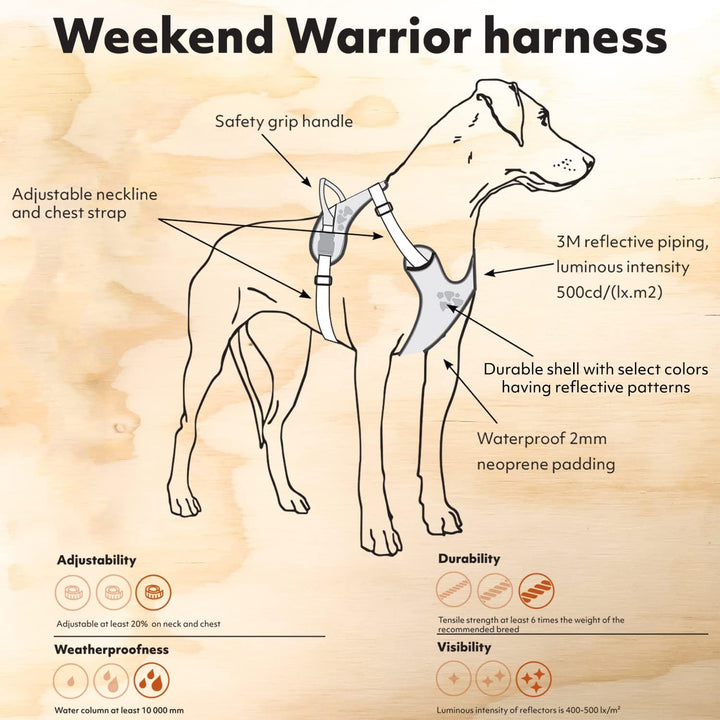 Hurtta - Weekend Warrior Harness - 80-100 cm - Schwarz - 1 Stück Multi 32-39 in, Multi 32-39 in