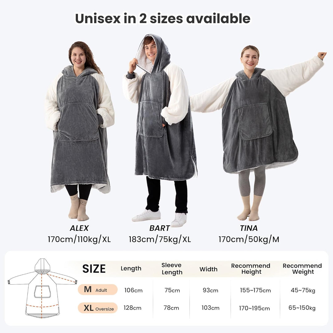 Winthome Hoodie Decke Doppelte Wärme, Kuschelpullover Damen Warm Weich,Hoodie mit Tasche und Kapuze,