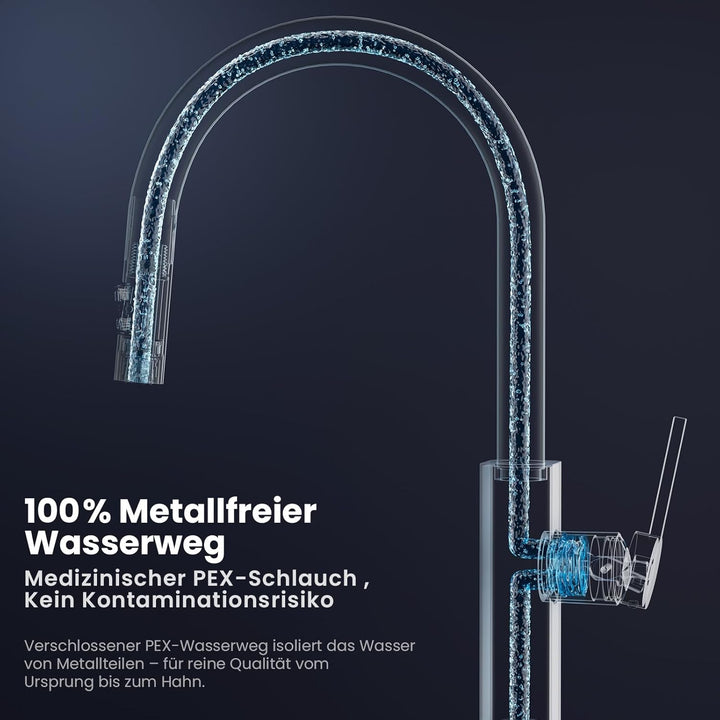 CECIPA Wasserhahn Küche Ausziehbar Edelstahl, Küchenarmatur mit Brause 2 Strahlarten, Spültischarmat