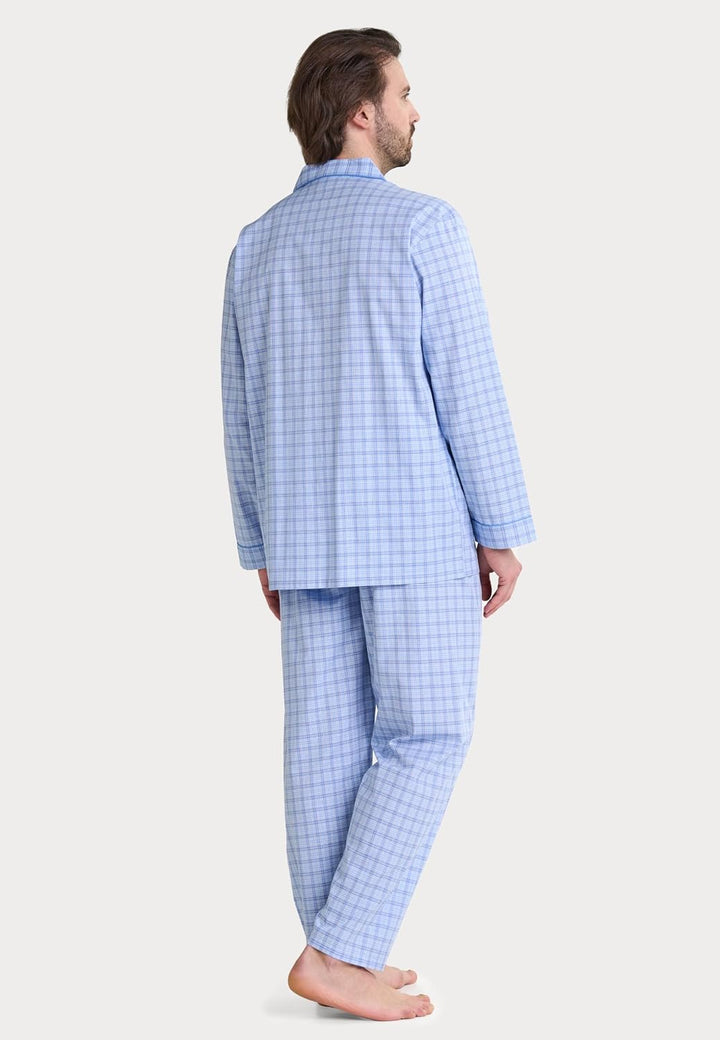 El Búho Nocturno Schlafanzug Herren Lang Baumwolle Pyjama Für Herren Klassisch Revers Knopfjacke Kar