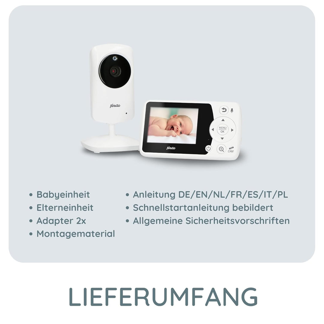 Alecto DVM-64 Funk Kamera Babyphone (100% störungsfrei & privat) mit schwenkbarer video Kamera, Nach
