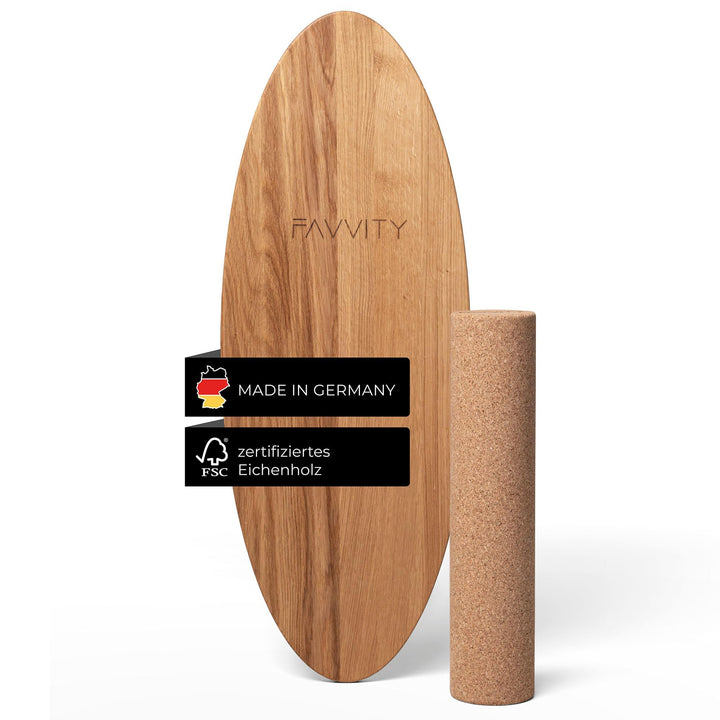 Balance Board aus Eichenholz [Handgefertigt in Deutschland] FSC-zertifizierter Gleichgewichtstrainer