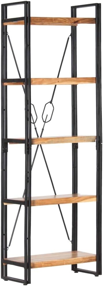 vidaXL Akazienholz Massiv Bücherregal 5 Fächer Industriestil Standregal Büroregal Wandregal Holzrega