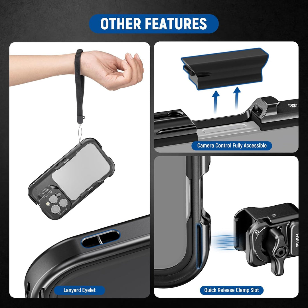 NEEWER 16 Pro Käfig Cage Schnellverschluss Video Rig Stabilisator kompatibel mit iPhone 16 Pro mit 6