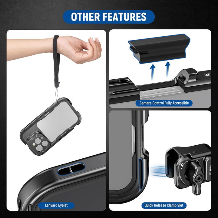 NEEWER 16 Pro Käfig Cage Schnellverschluss Video Rig Stabilisator kompatibel mit iPhone 16 Pro mit 6