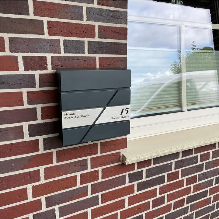 Metzler Wandbriefkasten Modell Zeppelin - Pulverbeschichtetes Matt Anthrazit RAL 7016 | V2A Edelstah