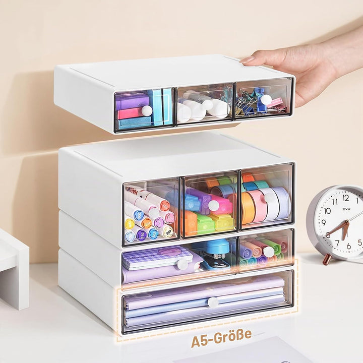 Desk Aufbewahrungsbox mit 9 Schubladen, ToyaJeco 4 Lagen Stapelbare Desktop Craft Storage-Schubladen