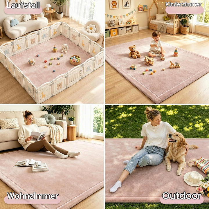 Baby Krabbelmatte Memory-Schaum Spielmatte 200x150x2,5 cm Kinderteppich Weicher Rutschfester Unterse