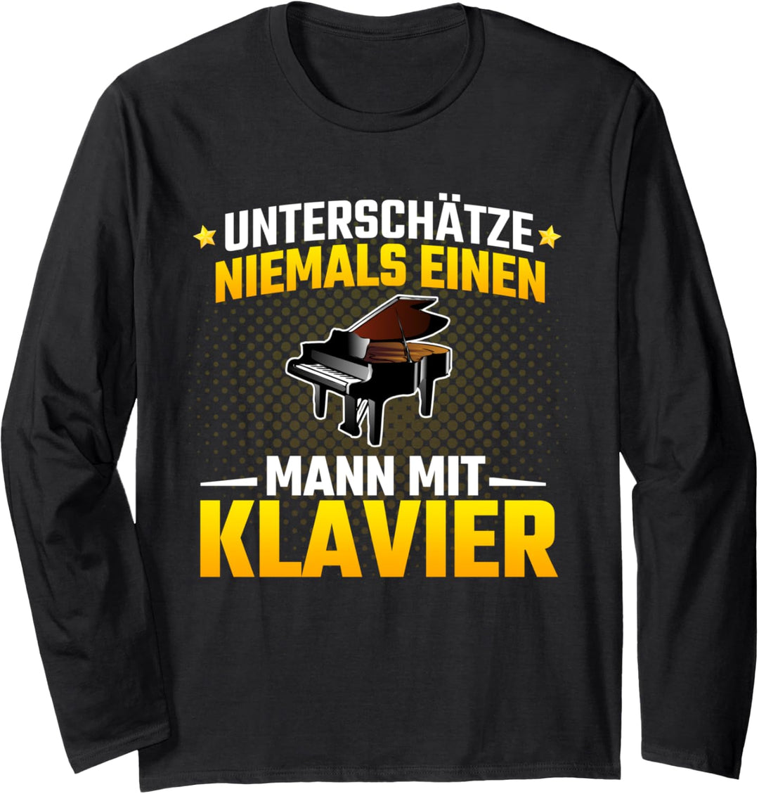 Klavier T-Shirt - Herzschlag Klavierspieler Geschenk Pianist Langarmshirt