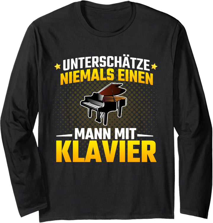 Klavier T-Shirt - Herzschlag Klavierspieler Geschenk Pianist Langarmshirt