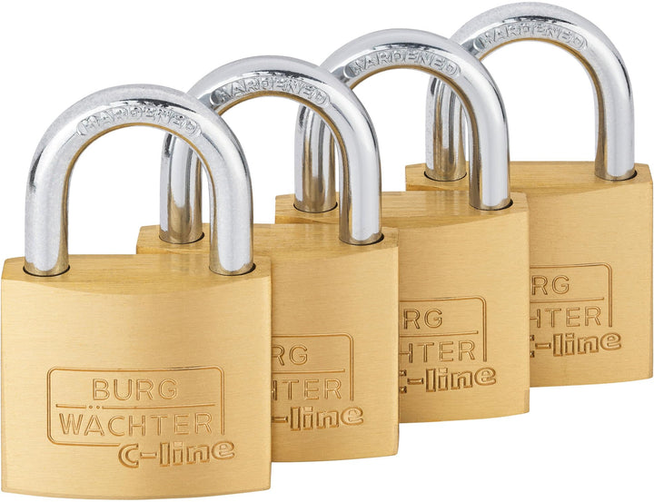 Burg Wächter Vorhängeschloss, 4er-Set, 5 mm Bügelstärke, 4 Schlüssel, Quadro 222 30 SB, QUADRO 222 3