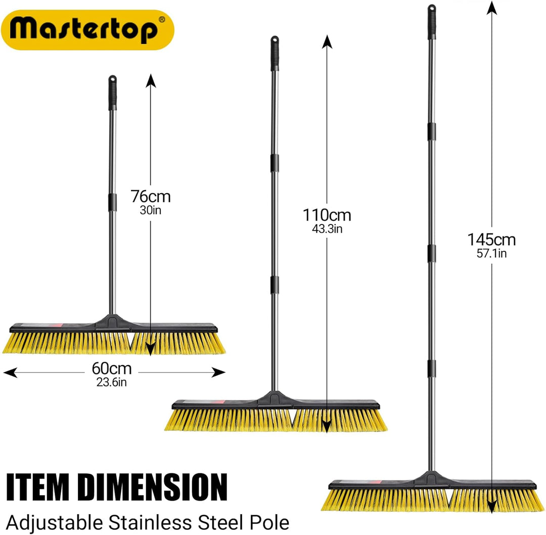 MASTERTOP Strassenbesen Industriebesen, GroBer Besen 60 cm, Besen mit Stiel Draussen,Tragbarer Garte