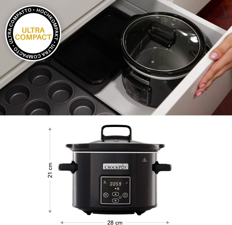 Crockpot Digital-Schongarer Slow Cooker | einstellbare Garzeit | Warmhaltefunktion | 2,4 Liter (1-2