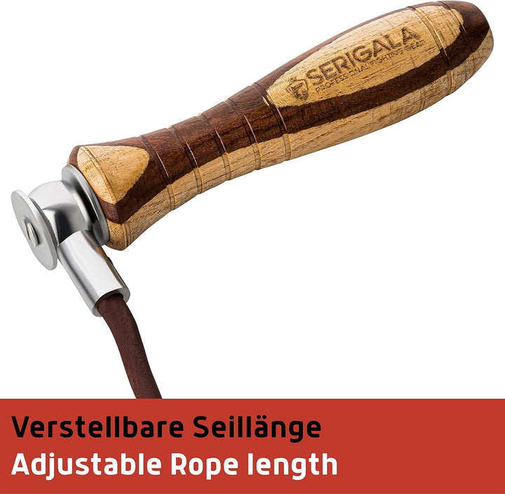 Serigala Profi Springseil aus Leder mit Holzgriffen - Lederspringseil mit Gewichten - Skipping Rope
