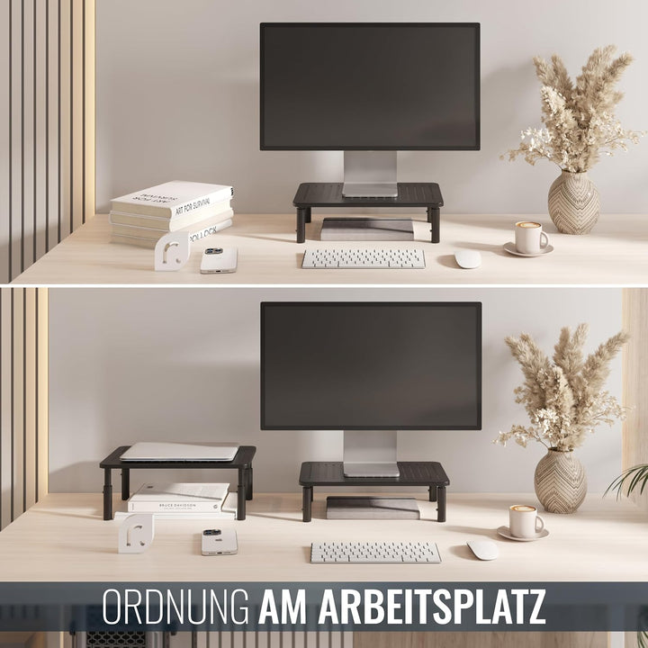 RICOO Monitor Schreibtischaufsatz Schreibtisch Aufsatzregal Höhenverstellbar Ständer für Computermon