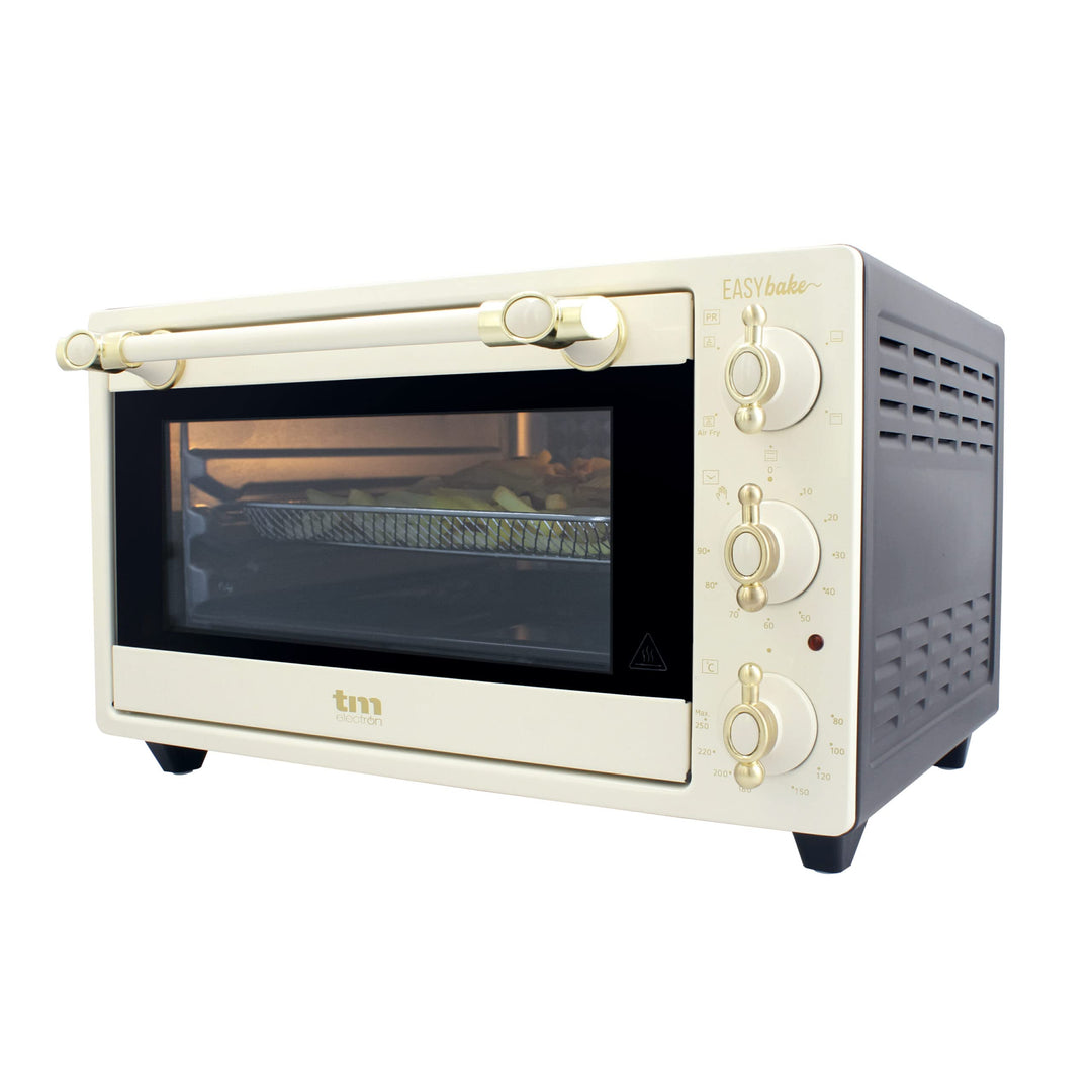 TM Electron EASYBAKE TMPHO020REB Mini Backofen Retro Design mit Fritteuse Funktion ohne Öl, 20 Liter
