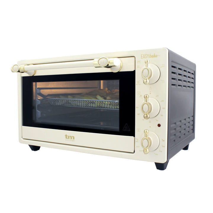 TM Electron EASYBAKE TMPHO020REB Mini Backofen Retro Design mit Fritteuse Funktion ohne Öl, 20 Liter