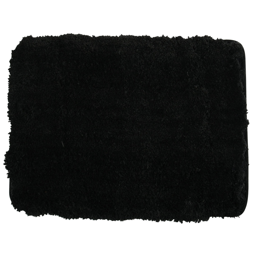 MSV 140872 Badematte Mikrofaser Hochflor flauschig 50x70 cm – Schwarz Schwarz 50 x 70 cm (Rechteckig