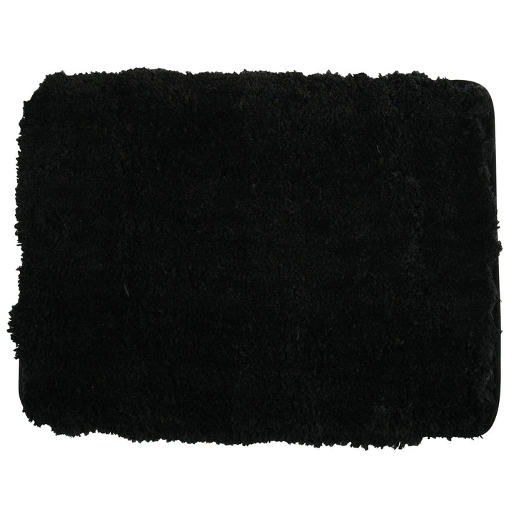 MSV 140872 Badematte Mikrofaser Hochflor flauschig 50x70 cm – Schwarz Schwarz 50 x 70 cm (Rechteckig