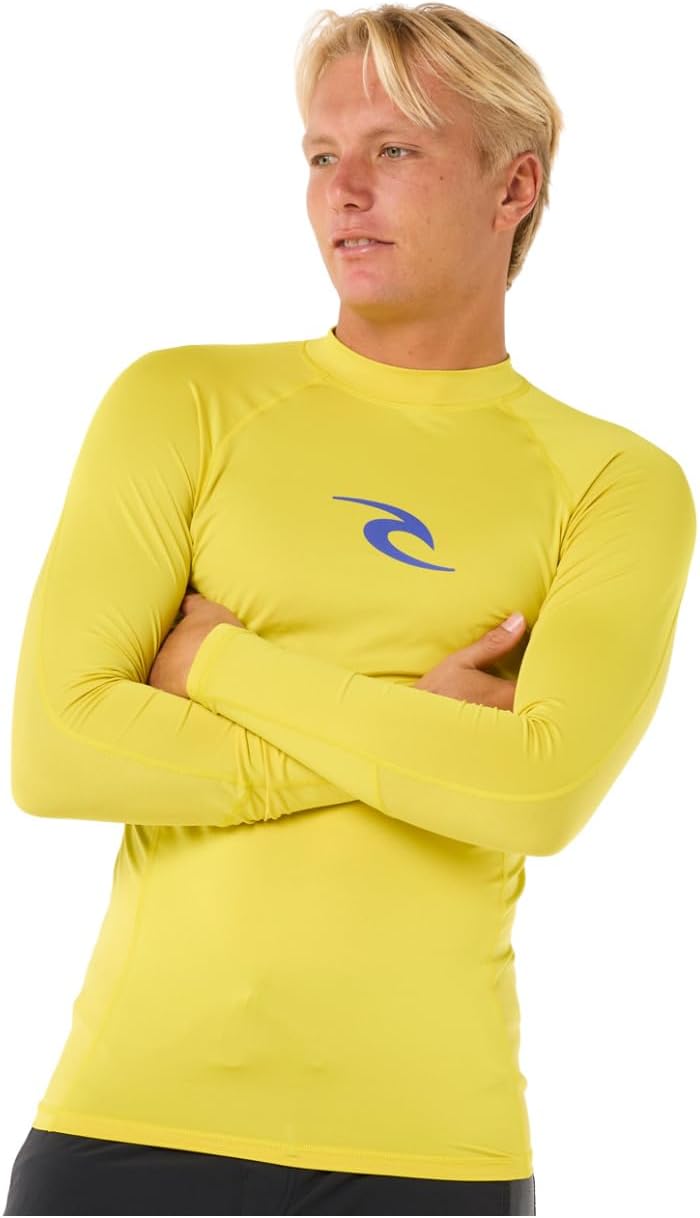 Rip Curl Herren Waves UPF 50 Performance Long Sleeve Rashguard Rash-Guard-Shirt S Schwefel, S Schwef