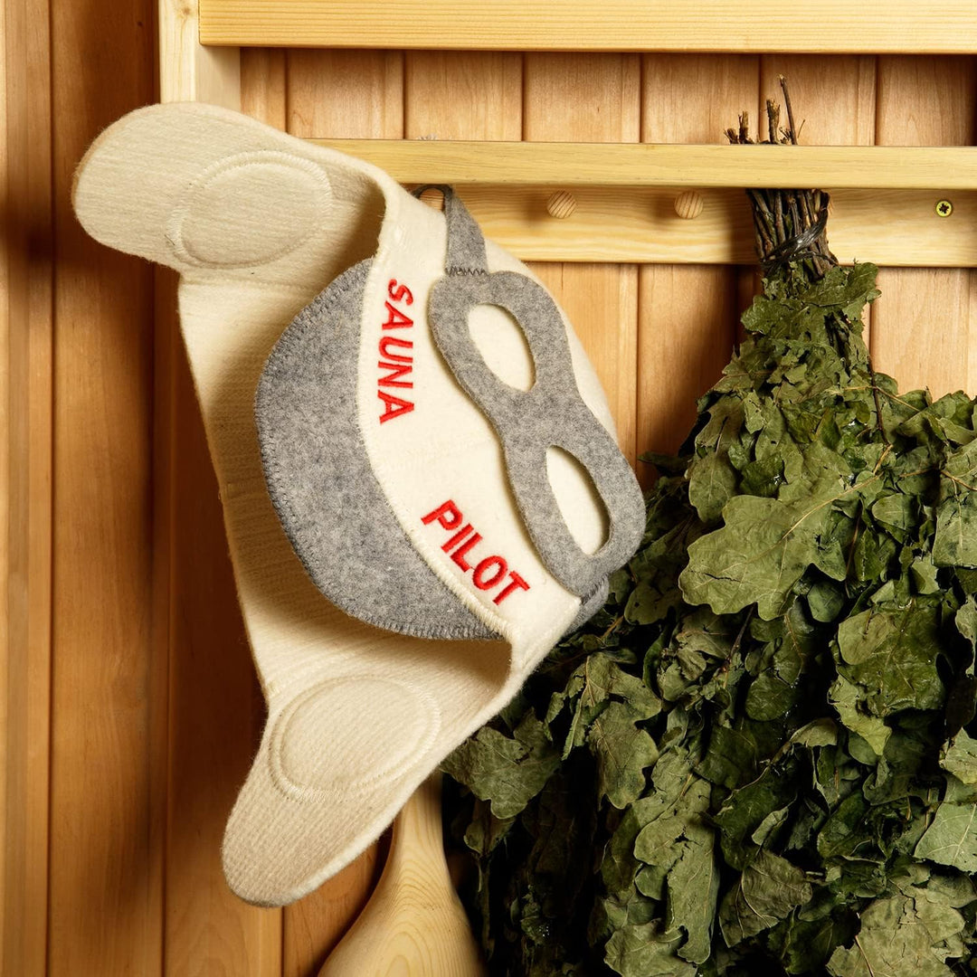 SAUNA GURU Sauna Pilotenhut, 100% Bio Wollfilz Sauna Kappe, Banya Hut Sauna Haarschutz, Sauna Zubehö