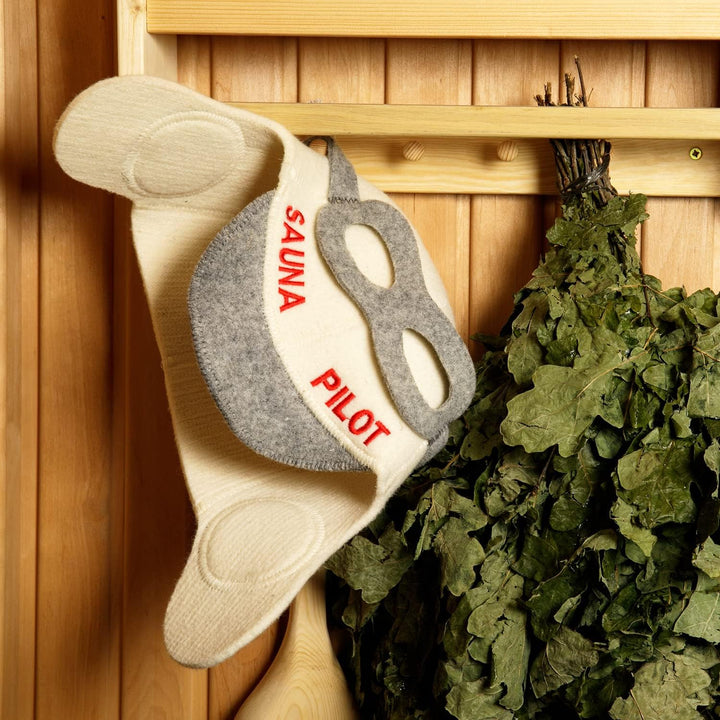 SAUNA GURU Sauna Pilotenhut, 100% Bio Wollfilz Sauna Kappe, Banya Hut Sauna Haarschutz, Sauna Zubehö