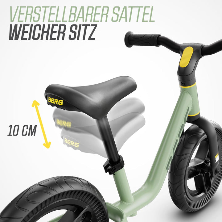 BERG MOOV 10 Laufrad | ab 2 jahre | bis zu 30 kg | 10 Zoll | Lenkrad und Sattel Höhenverstellbar | S