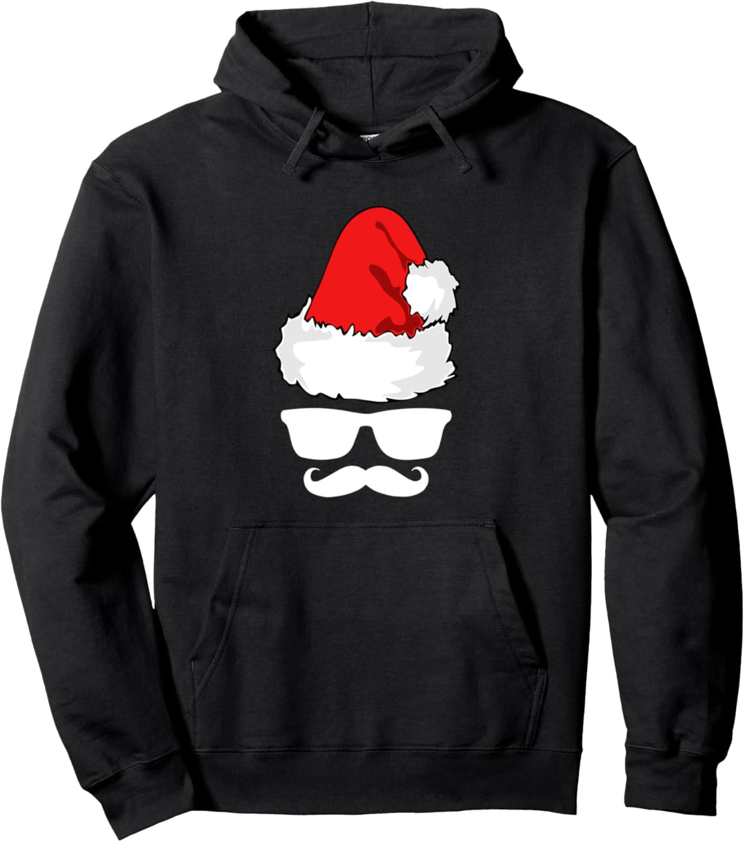 Weihnachtsmann Weihnachtsmütze Bart Sonnenbrille Weihnachts Pullover Hoodie