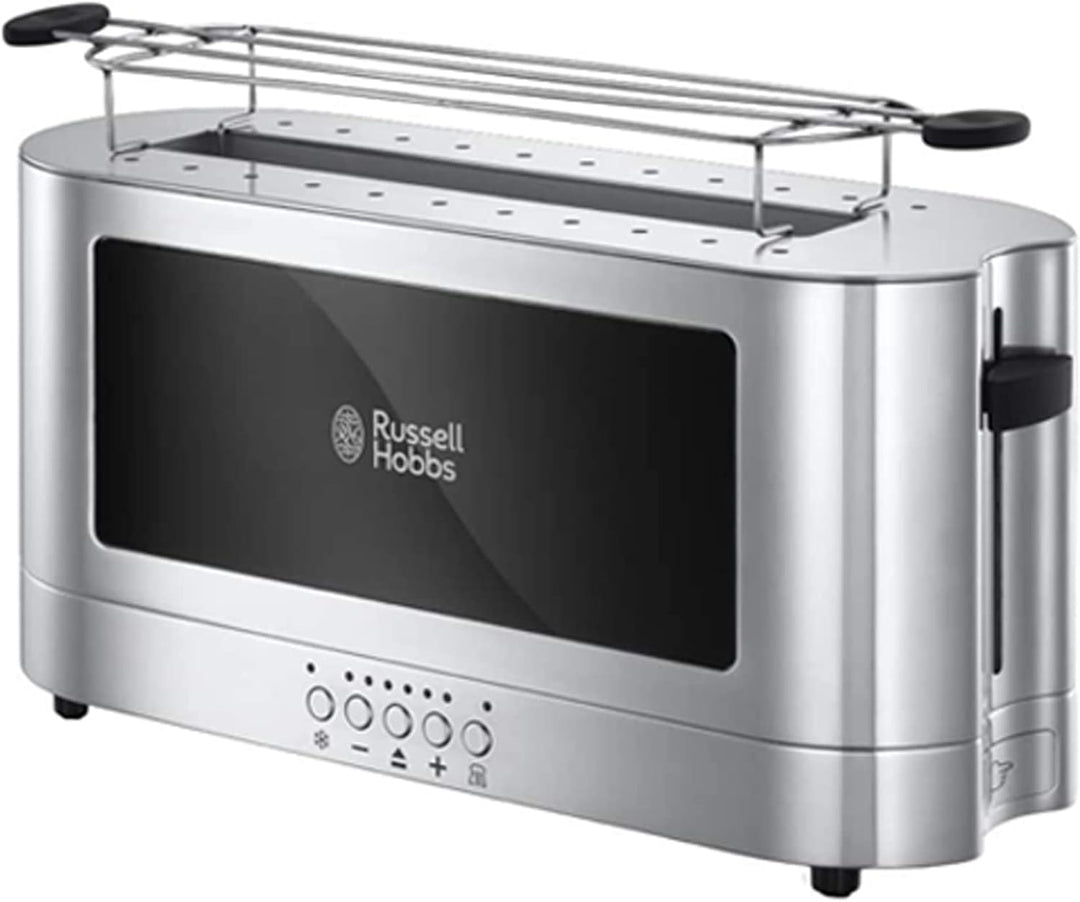 Russell Hobbs Toaster [Langschlitz für 2 Scheiben / 1 breite Brotscheibe] Elegance Glas/Edelstahl (e