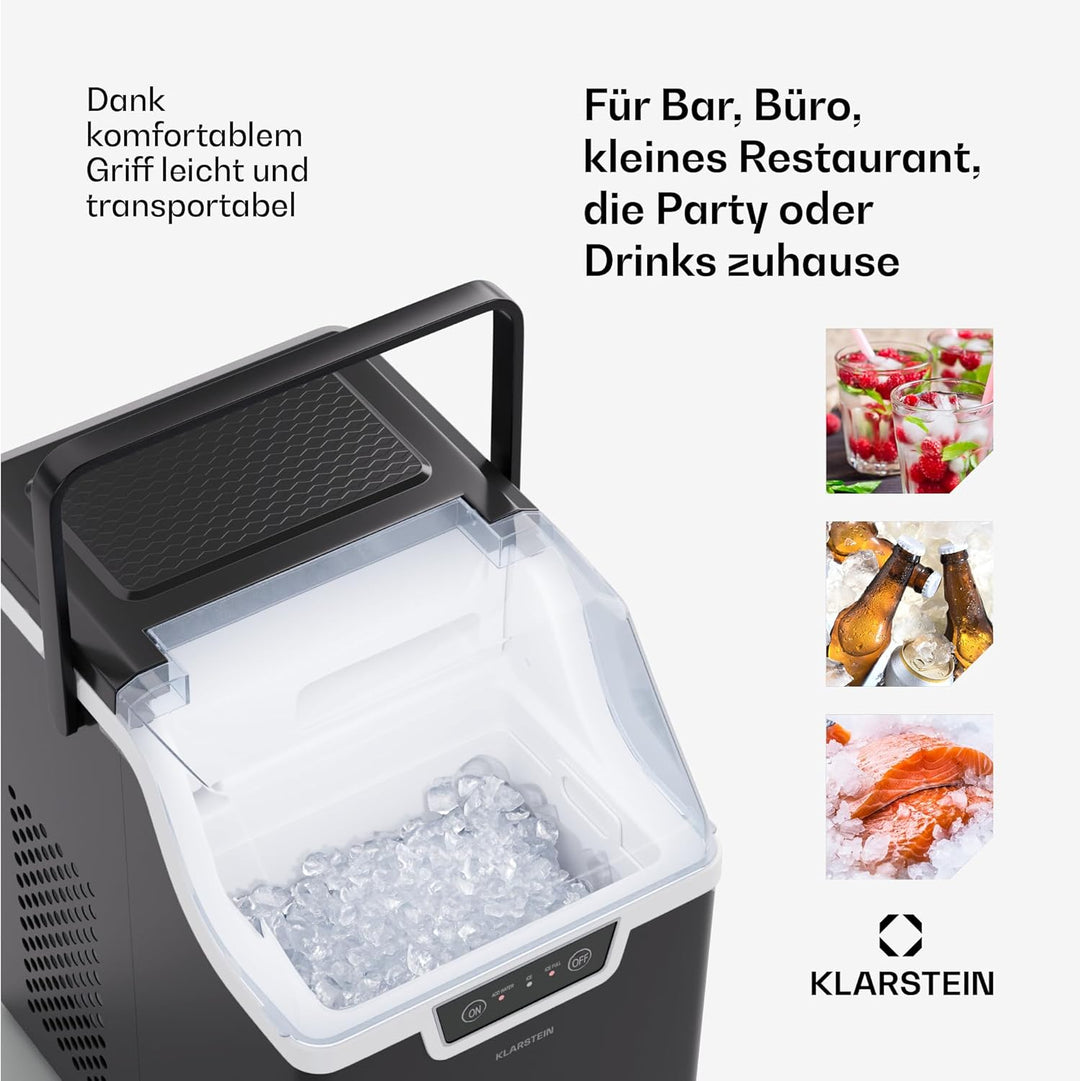Klarstein Eiswürfelmaschine für Zuhause, Camping & Gastro, 200W Mini-Eiswürfelmaschine Klein, 4 Min