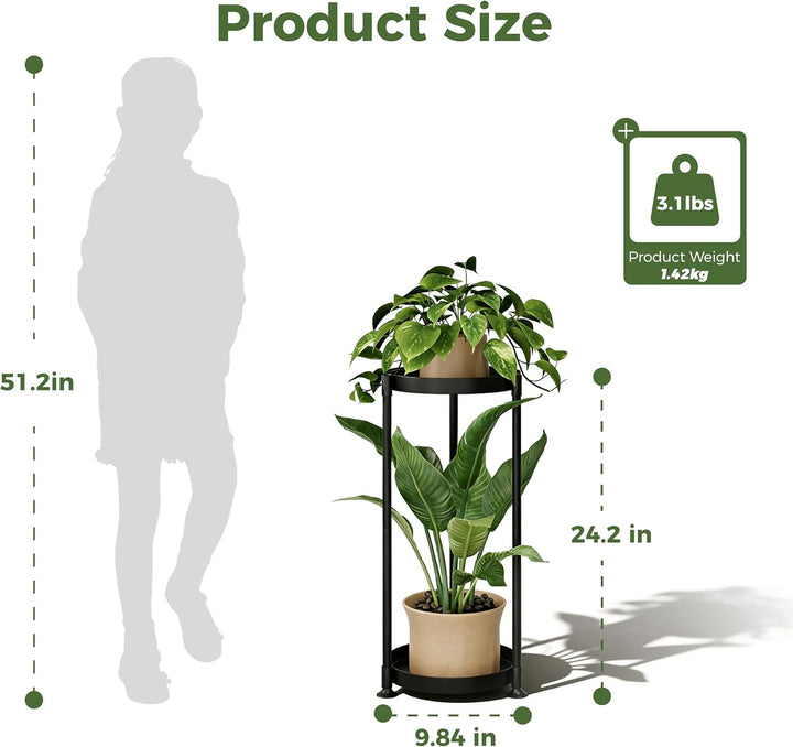 Bamworld Blumenständer Metall Modern – Pflanzenständer für Innen, Minimalistisches Pflanzenregal in